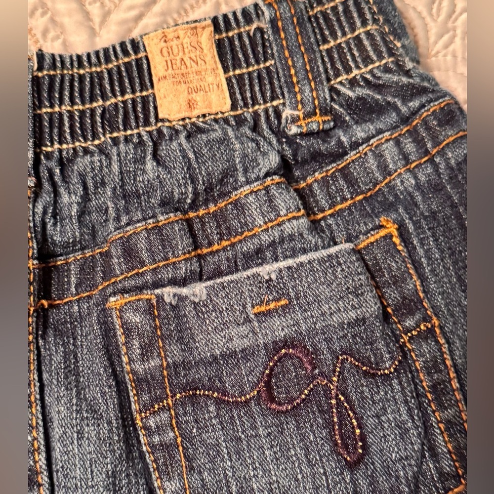 GUESS Girls denim skirt with sparking embellishments & built in shorts size 6x - Picture 3 of 6